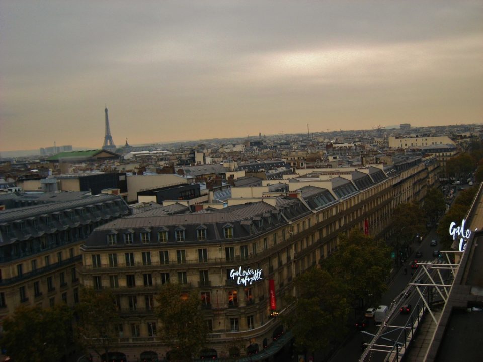 la Tour Eiffel vista dalla terrazza panoramica dei magazzini Lafayette Haussmann